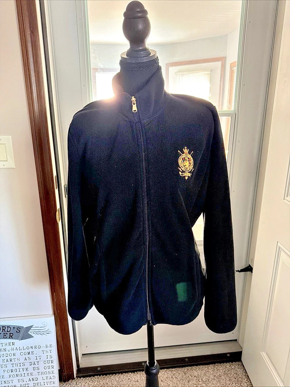Lauren Ralph Lauren Black Fleece Zip Jacket Size Medium